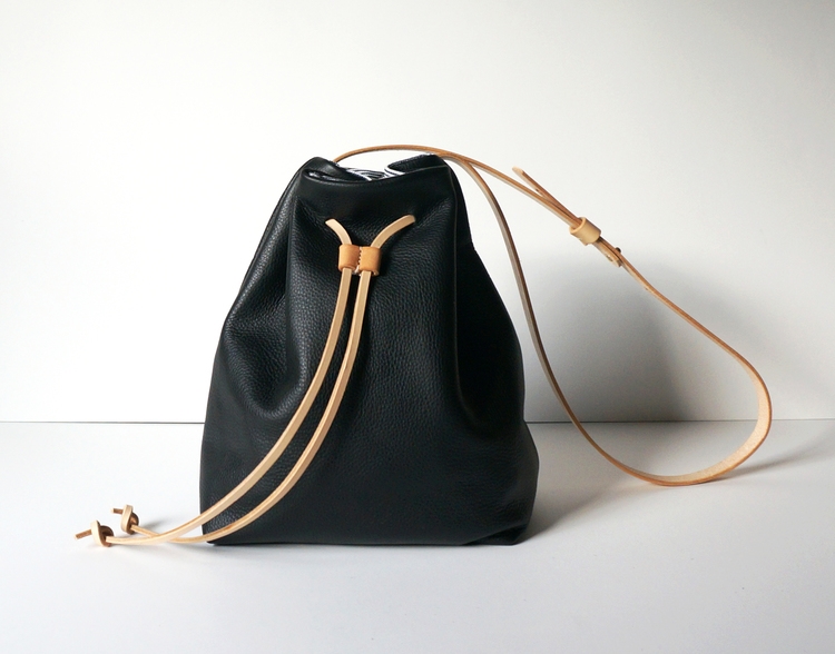 tumbled leather bucket bag