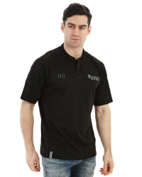 Black Embossed Print Rugby Jersey - G1015 