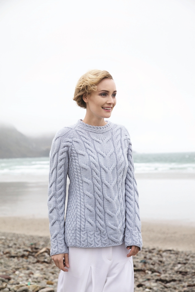 Aran Woolen Mills - Ladies Multi Cabled Raglan Sweater - B951 #CDB951