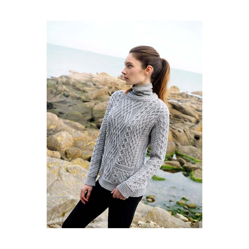 Cable Crew Neck with Pockets - C4443